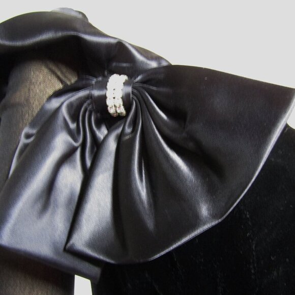 VTG Black VELVET Bow Party WHIMSIGOTH Climax Okada Prom Witchy Fairy Dress S - Picture 3 of 11